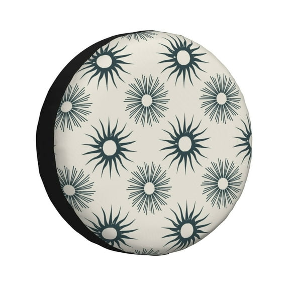 DouZhe Waterproof Spare Tire Cover, Geometric Digital Floral Blue Prints Adjustable Wheel Covers Fit for Jeep Trailer RV SUV Car, 17 inch