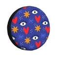 thumbnail image 1 of DouZhe Waterproof Spare Tire Cover, Hearts Stars Eyes Doodles Prints Adjustable Wheel Covers Fit for Jeep Trailer RV SUV Car, 14 inch, 1 of 7