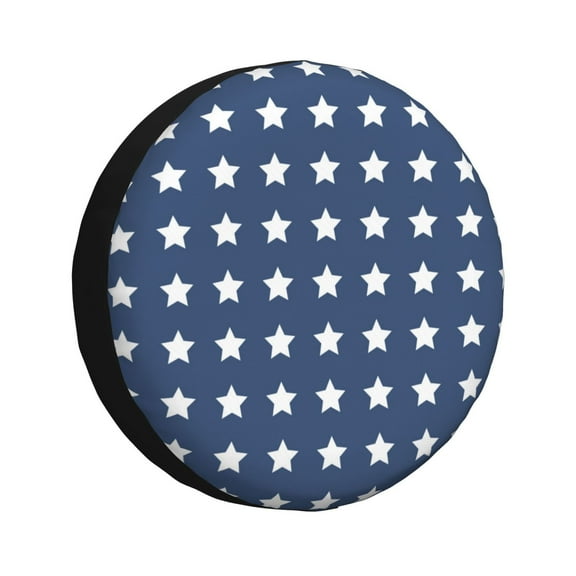 DouZhe Waterproof Spare Tire Cover, Patriotic American Flag Stars Blue White Prints Adjustable Wheel Covers Fit for Jeep Trailer RV SUV Car, 16 inch