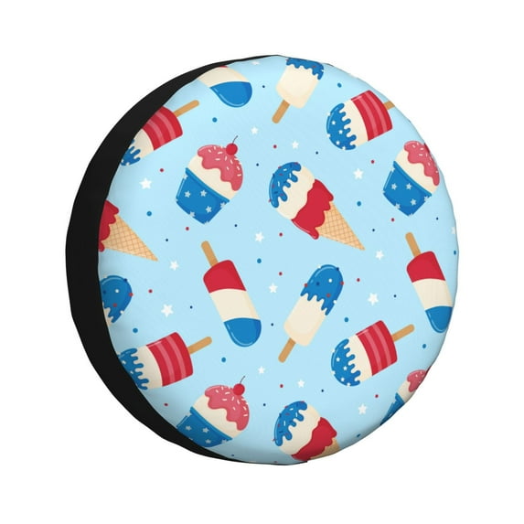 DouZhe Waterproof Spare Tire Cover, Patriotic Ice Cream Prints Adjustable Wheel Covers Fit for Jeep Trailer RV SUV Car, 14 inch