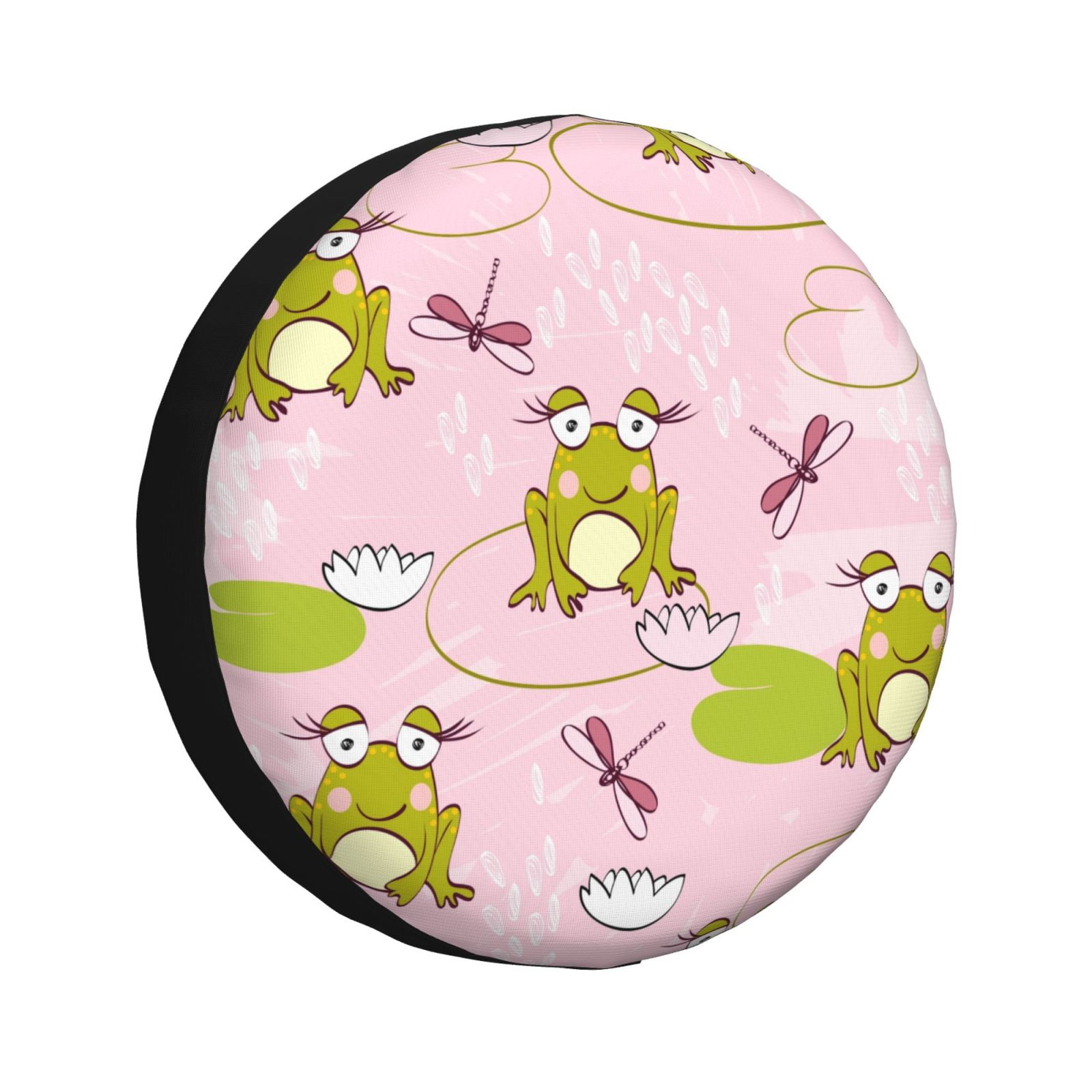 DouZhe Waterproof Spare Tire Cover, Pink Cute Frogs Dragonflies Prints