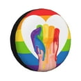 thumbnail image 1 of DouZhe Waterproof Spare Tire Cover, Pride Day Lgtb Peace Love Prints Adjustable Wheel Covers Fit for Jeep Trailer RV SUV Car, 14 inch, 1 of 7