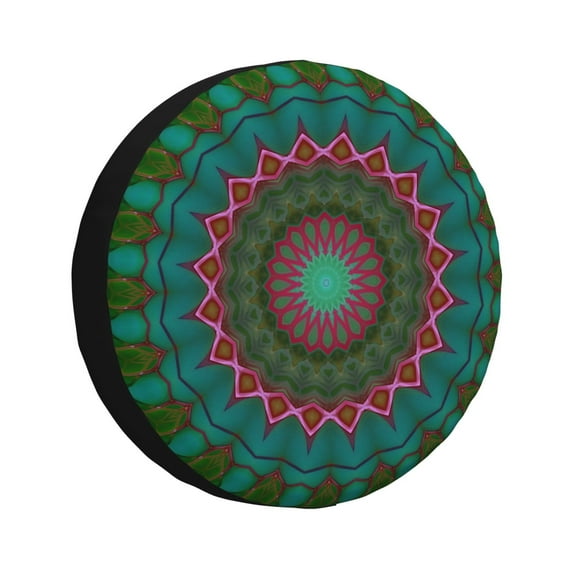 DouZhe Waterproof Spare Tire Cover, Purple Spiral Mandela Prints Adjustable Wheel Covers Fit for Jeep Trailer RV SUV Car, 17 inch