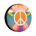 thumbnail image 1 of DouZhe Waterproof Spare Tire Cover, Retro Peace and Love Prints Adjustable Wheel Covers Fit for Jeep Trailer RV SUV Car, 14 inch, 1 of 7