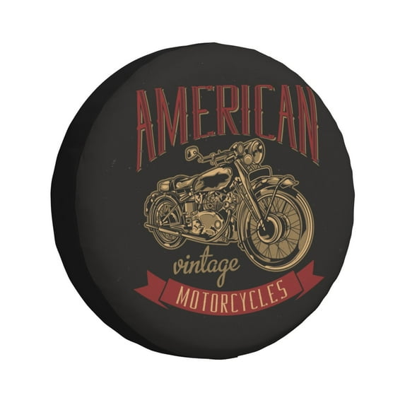 DouZhe Waterproof Spare Tire Cover, Vintage Classic American Motorcycle Prints Adjustable Wheel Covers Fit for Jeep Trailer RV SUV Car, 15 inch