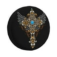thumbnail image 1 of DouZhe Waterproof Spare Tire Cover, Vintage Gothic Cross Ornament Prints Adjustable Wheel Covers Fit for Jeep Trailer RV SUV Car, 16 inch, 1 of 7