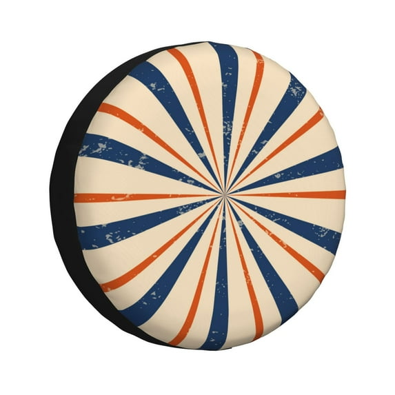 DouZhe Waterproof Spare Tire Cover, Vintage Grunge Rays Stripes Prints Adjustable Wheel Covers Fit for Jeep Trailer RV SUV Car, 17 inch