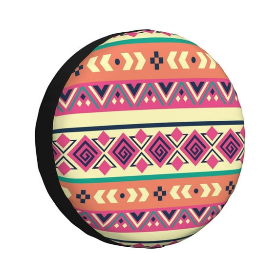 DouZhe Waterproof Spare Tire Cover, Vintage Southwestern Native Bohemian Prints Adjustable Wheel Covers Fit for Jeep Trailer RV SUV Car, 17 inch