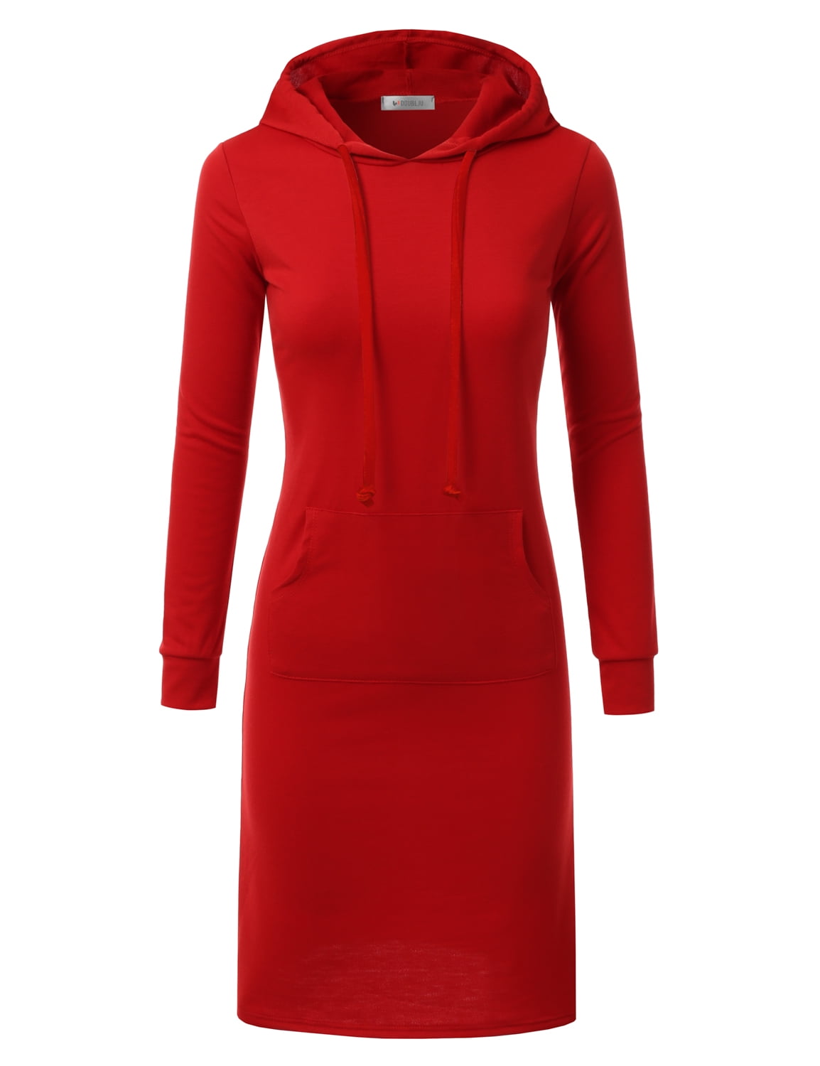 Doubju Womens Long Sleeve Kangaroo Pocket Hooded Midi Dress With Plus Size Walmart