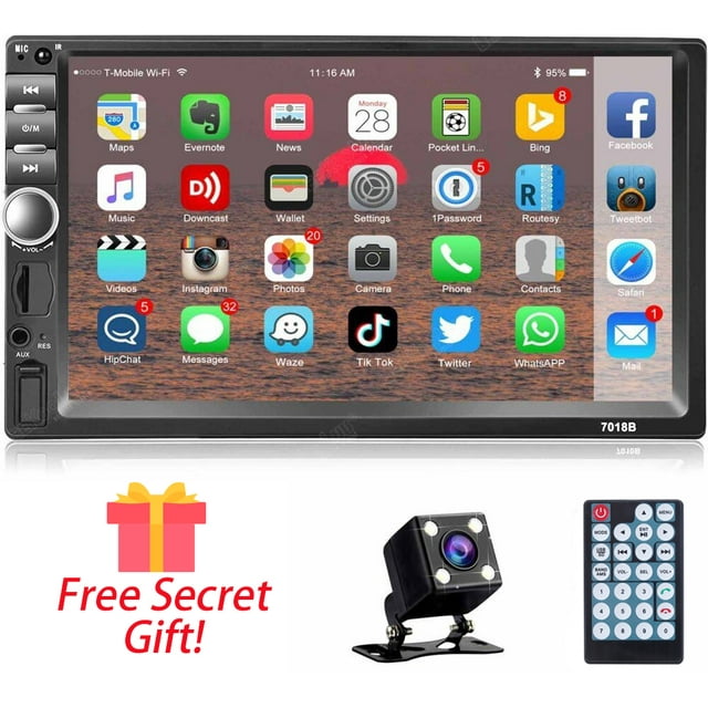 Double 2 DIN Car Stereo Radio with Backup Camera, 7" HD MP5 Digital