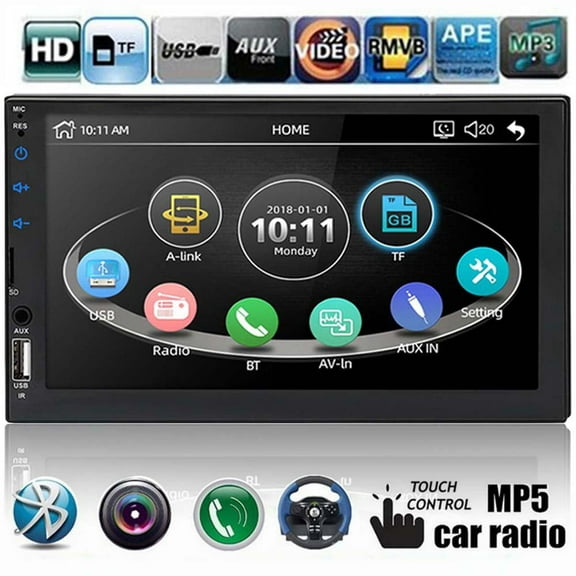 Double 2 Din Car Stereo 7" Inch Touch Screen Car Radio with Bluetooth Handsfree IOS/Android Mirro for GPS FM Radio MP5/USB/AUX/TF Multimedia Player