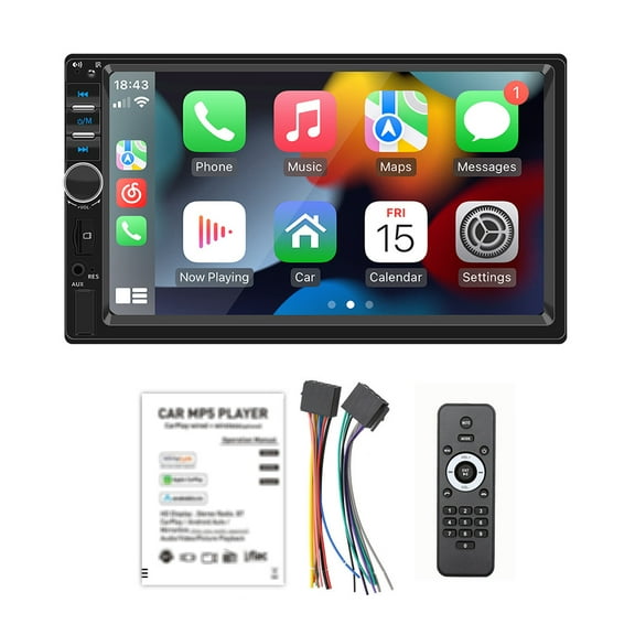 Double 2 Din Car Stereo Radio 7 Inch with Apple Carplay Android auto HD Touch Screen MP5 Player Bluetooth Multimedia Support USB TF AUX-IN Autoradio Mobile Phone Interconnection