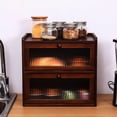 Double 2 Layer Large Wooden Bread Box with Acrylic Window for Kitchen ...