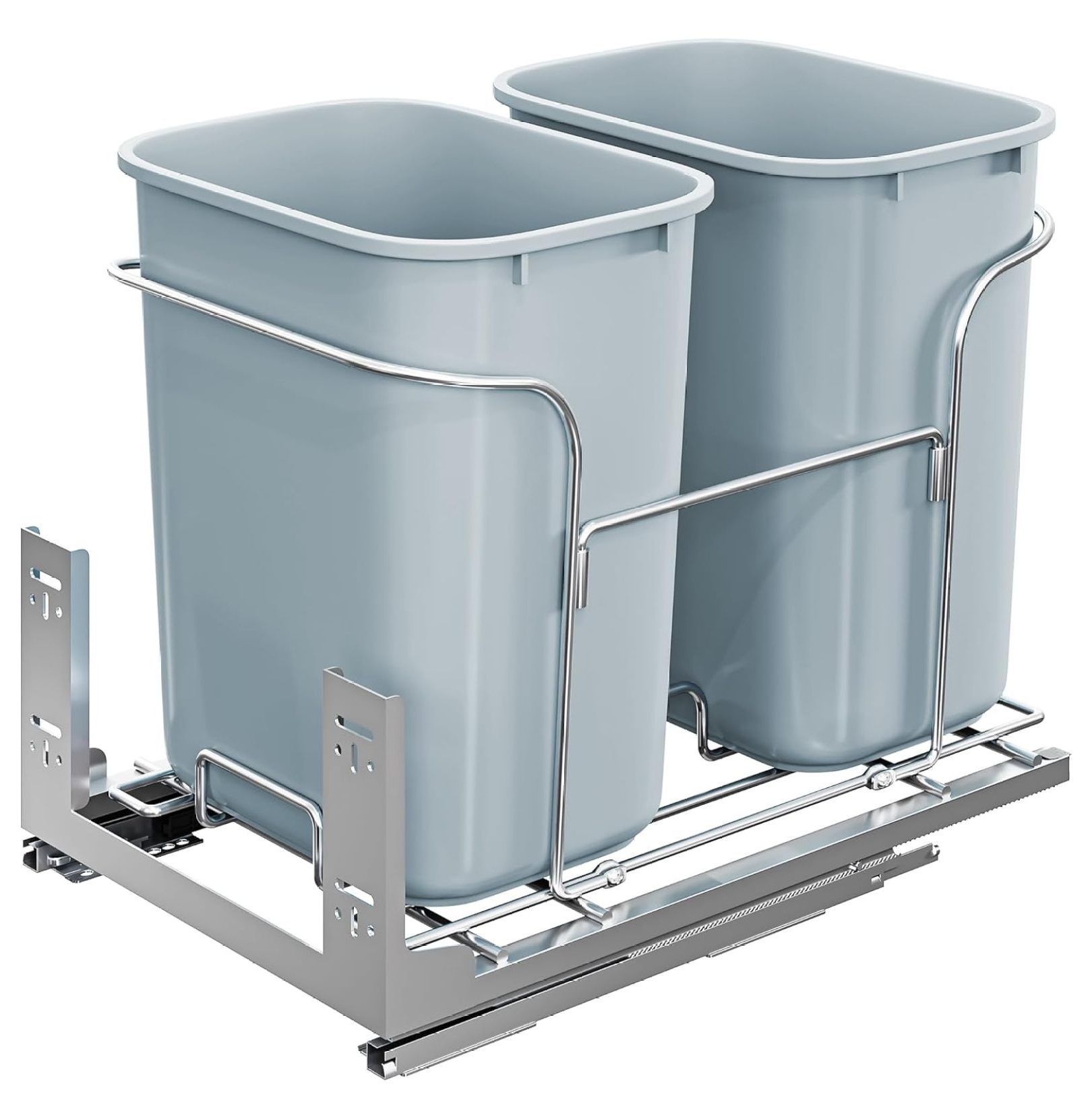 Double 27 Quart PullOut Trash Can with SoftClose Slides, Sliding