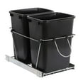 Double 35Quart Sliding Pull Out Waste Bin Container, Kitchen Trash Can