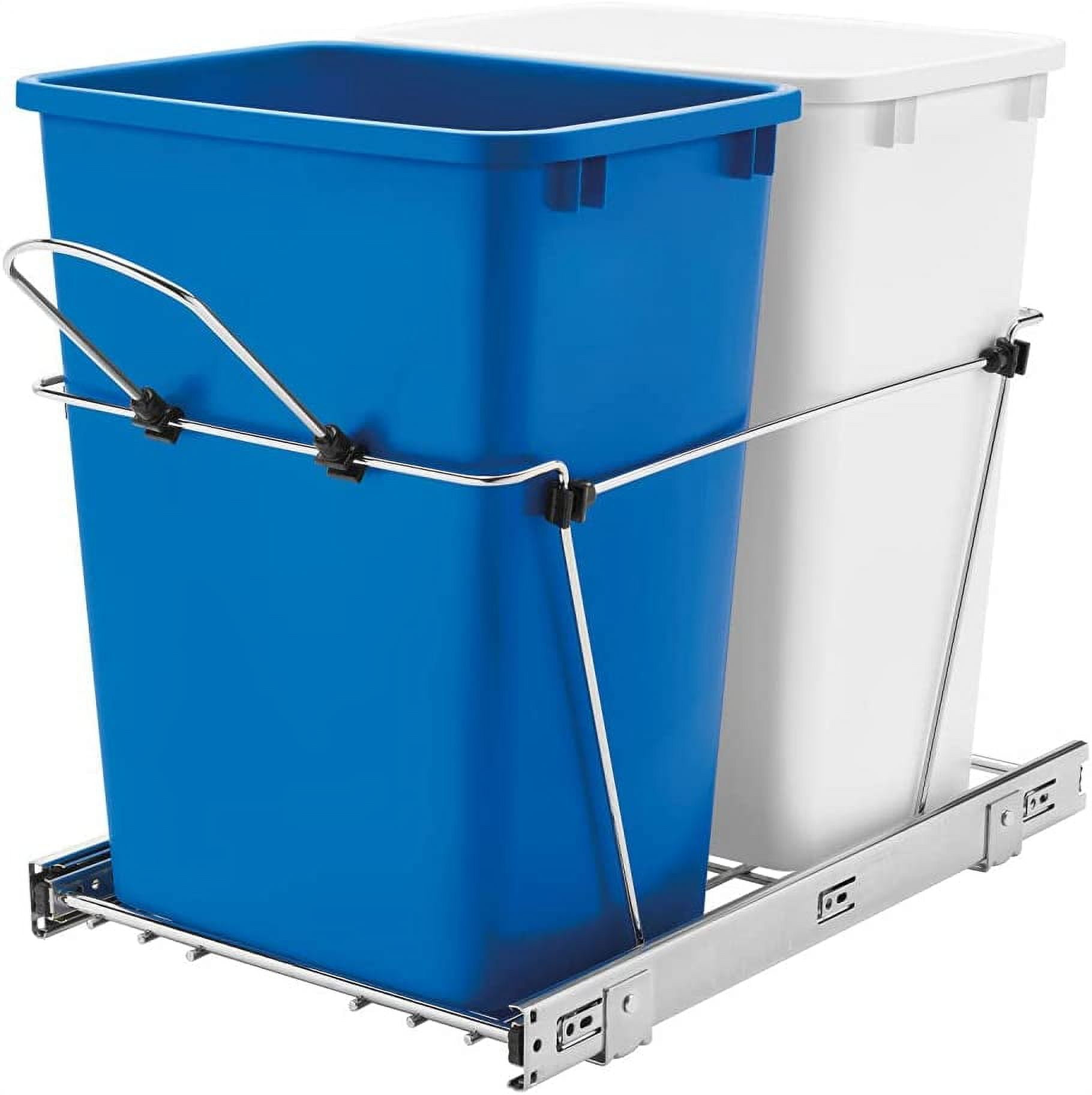 Double 35 Quart Sliding Pull Out Waste Containers Garbage Trash