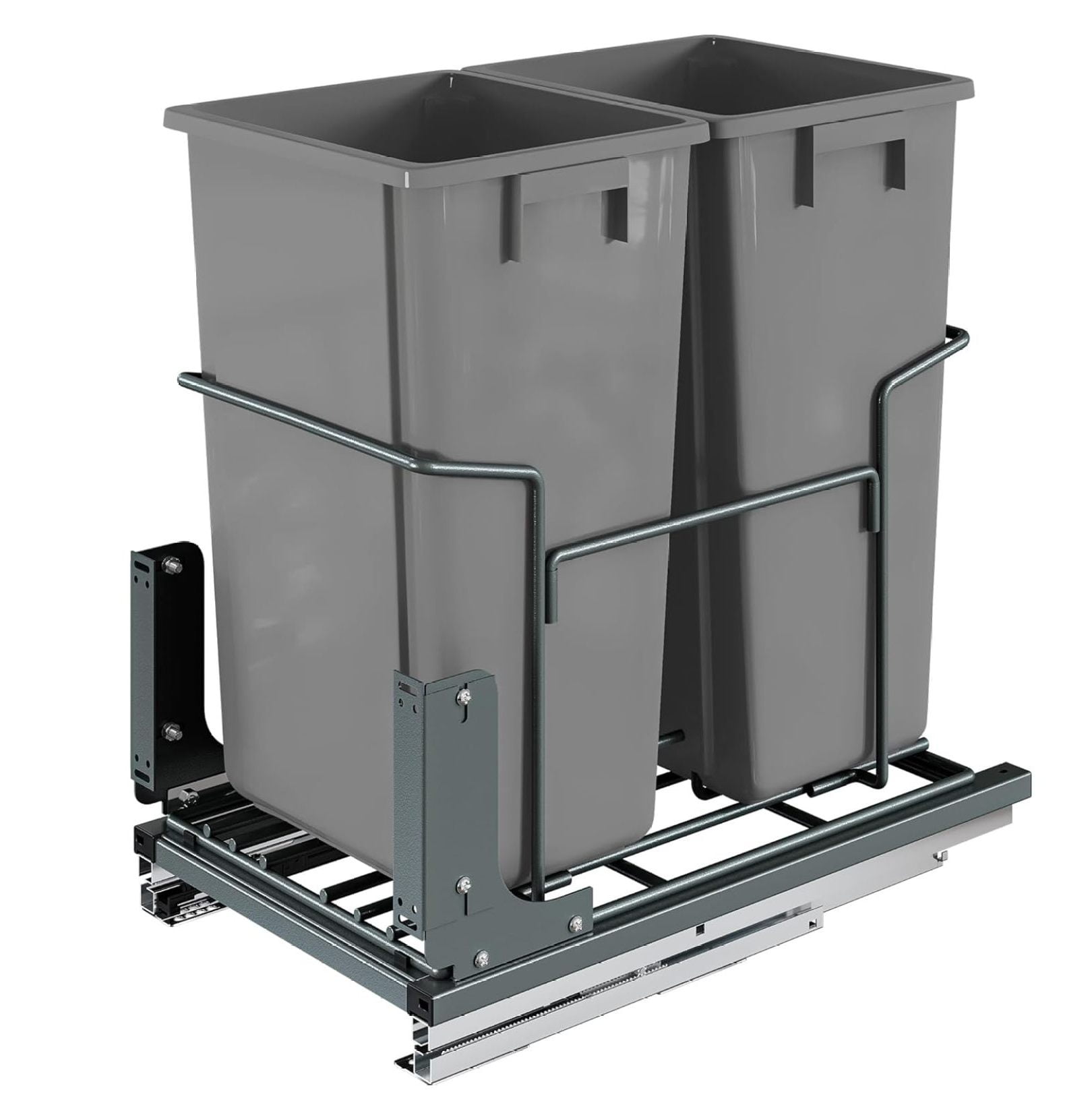 Double 37 Quart PullOut Trash Can Recycling Bin with SoftClose Slides