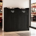 thumbnail image 1 of Double 40 Gallon Restaurant Trash Can Cabinet, Wooden Commercial Trash Can with Tray Holder, Large Garbage Cabinet for Restaurant Cafeteria Office, Black, 1 of 8