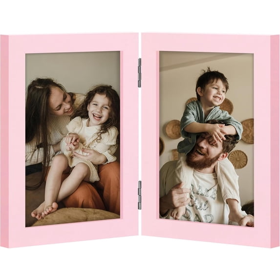 Double 4x6 Picture Frame Vertical, Engineered Wood Bifold Photo Frame ...