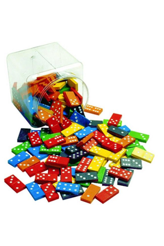 Double 6 Color Dominoes 6 Sets- 168 Pcs In Storage Bucket