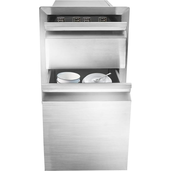 Double Access Drawer, Flush Mount Stainless Steel Cabinet with Handle, Outdoor Kitchen Storage for BBQ Island or Patio Grill Station, 13x20.5x21
