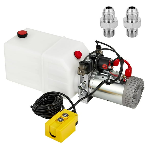 Double Acting Hydraulic Power Unit 12V 10.5 Quart Car Lift Hydraulic Pump Power Unit, Hydraulic Pumps with 10L Steel Tank, Car Lift Hydraulic Power Unit for Auto Repair