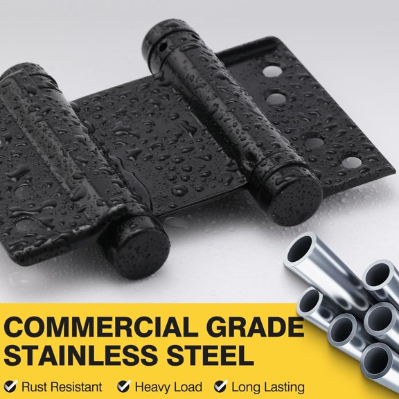 Double Action Door Hinges 3 Inches Matte Black 4 Pack