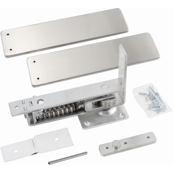 Double Action Spring Hinge with Cover Plates,Top Pivot Hinge for Wood Door,self-Closing & Unique Stop.Load Max 100lb Door