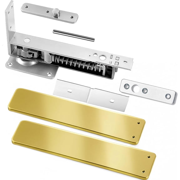 Double Action Spring Hinges Swinging Door Hinge Pivot Hinge with self-Closing and Stop Function Suitable for Wooden Doors-Sand Gold