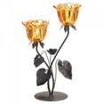 thumbnail image 1 of Amber Flower Candle Holder - Double, 1 of 2
