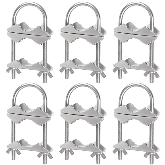 Double Antenna Mast Clamp V Jaw Bracket with U Bolts Heavy Duty Anti-Rust Mast to Mast Mounting Hardware Kit for Outdoor TV Antenna,CB Ham Antenna,Radio Antenna,Pipe,Flag Pole (6)