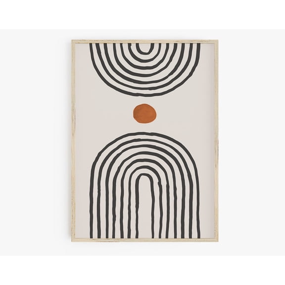 Double Arch Rainbow Print, Mid Century Art, Abstract Rainbow Print, Boho Decor, Black Beige Terracotta Wall Art, Modern Wall Decor, 16x24 UNFRAMED