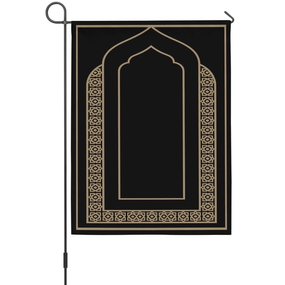 Double Arches Garden Flag 12 x 18 Inches, Minimalist Gold Black Ornate Frame Weather Proof Outdoor Patio Flags Double Sided Small Garden Decoration for Yard Outside Home