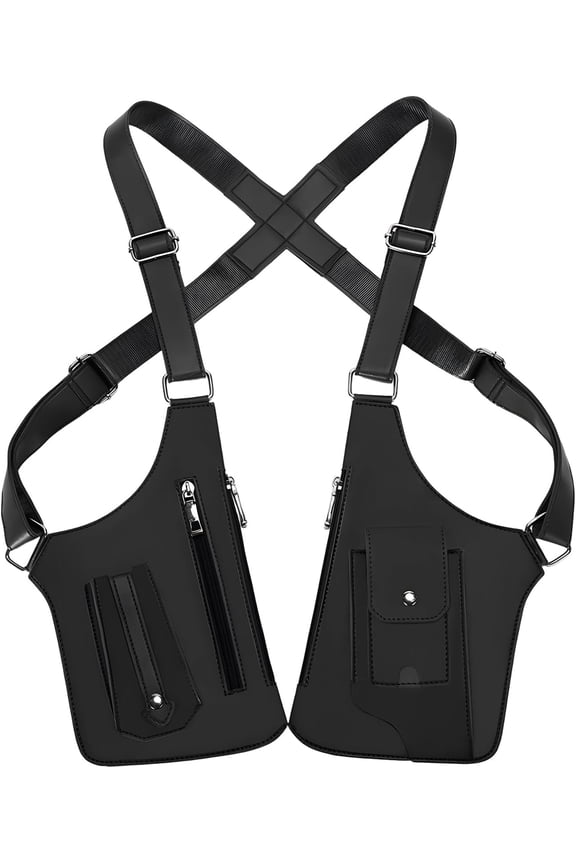 Double Armpit Bag for Men, Anti- Underarm Holster Bag with Adjustable Strap, Phone Wallet Pocket for Travel & Daily Commute (Black)