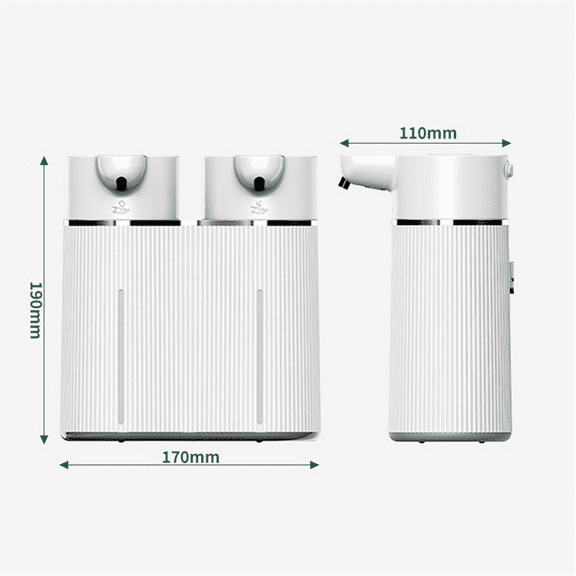 Double- Automatic Foam+Liquid Soap Dispenser Wall-Mounted USB Rechargeable Disinfectant Distributor Infrared Sensor
