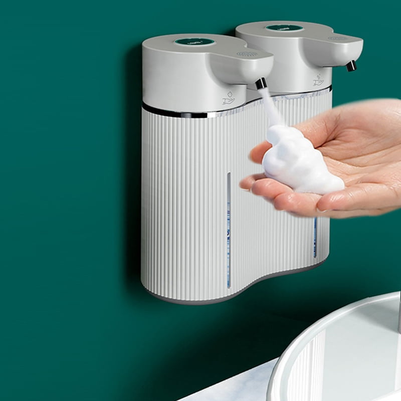 Double-Head Automatic Foam+Liquid Soap Dispenser Wall-Mounted USB Rechargeable Disinfectant Distributor Infrared Sensor