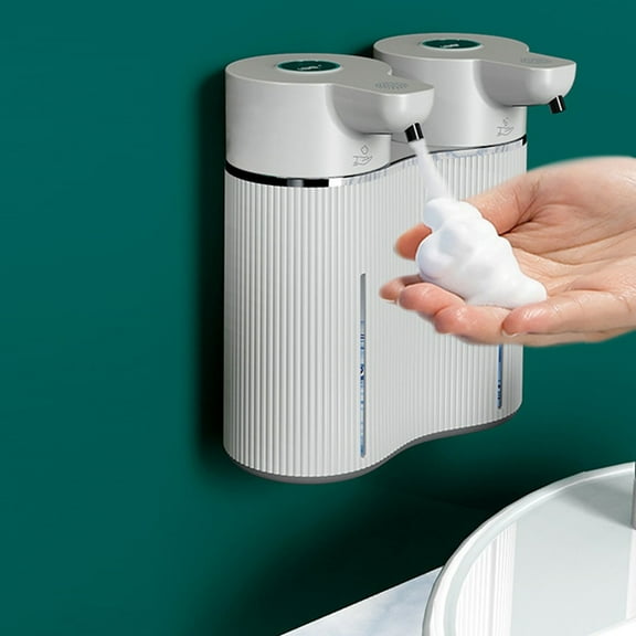 Double-Head Automatic Foam+Liquid Soap Dispenser Wall-Mounted USB Rechargeable Disinfectant Distributor Infrared Sensor