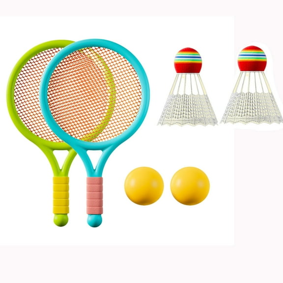 Double Badminton Racket Set Parent-Child Interactive Dual Sports Mode Toy for Indoor Outdoor Activities(21xBadminton ,2xBall)
