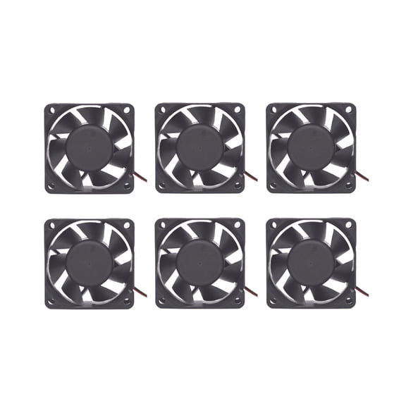 Double Ball Bearings Fan, 6Pcs DC 12V Big Airflow Cooling Fans for 3D Printer & Small Appliances Series, 6025 PBT Plastic Fan