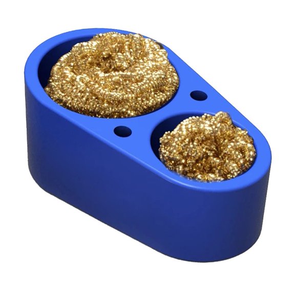 Double Ball Soldering Iron Tip Cleaner for Electronics Workstations – Silicone Base with 5 cm & 3.2 cm Cleaning Balls, Heat-Resistant, Non-Damaging Tin Slag Removal Tool(blue)