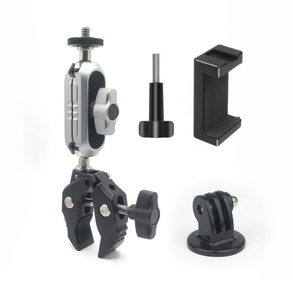 Double Ballhead Clamp Kit Motorcycle Strong Claw C-shaped Clip Action Camera Bracket Durable Aluminum Alloy