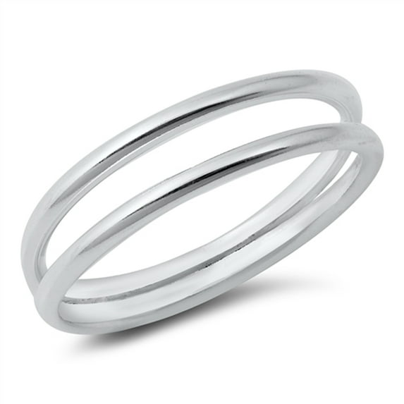 Double Band High Polish Stacking Ring .925 Sterling Silver Band Jewelry Female Male Unisex Size 4