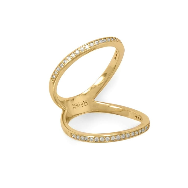 Double Band Knuckle Ring Gold-plated Sterling Silver with Cubic Zirconia Double Band Knuckle Ring Gold-plated Sterling Silver with Cubic Zirconia