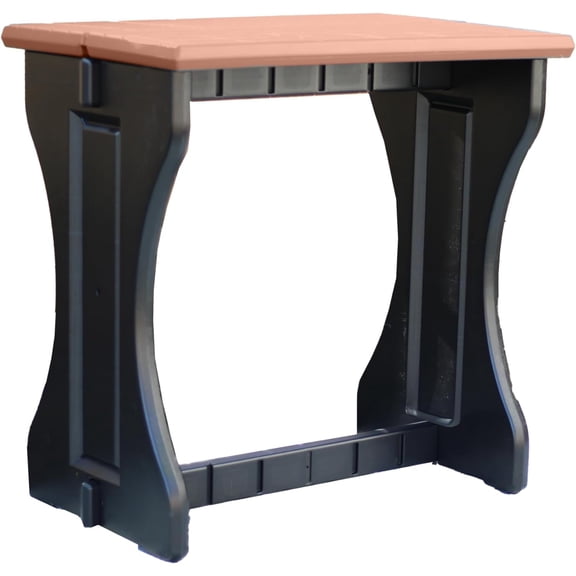 Double Bar Redwood Top & Black Base Ideal for Patio Hot Tub Area Backyard Durable WeatherResistant Design Easy Nohardware Assembly Proudly Made in USA