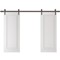 Double Barn Door 36 x 80 inches | CLASSIC 1189 White Enamel | 13FT Rail Track Set | Solid Panel Interior Doors