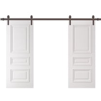 Double Barn Door 36 x 80 inches | CLASSIC 3389 White Enamel | 13FT Rail Track Set | Solid Panel Interior Doors