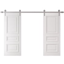 Double Barn Door 36 x 80 inches | CLASSIC 3389 White Enamel | 13FT Silver Rail Track Set | Solid Panel Interior Doors
