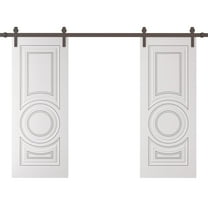 Double Barn Door 36 x 80 inches | CLASSIC 5589 White Enamel | 13FT Rail Track Set | Solid Panel Interior Doors