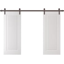 Double Barn Door 36 x 80 inches | CLASSIC 8889 White Enamel | 13FT Rail Track Set | Solid Panel Interior Doors