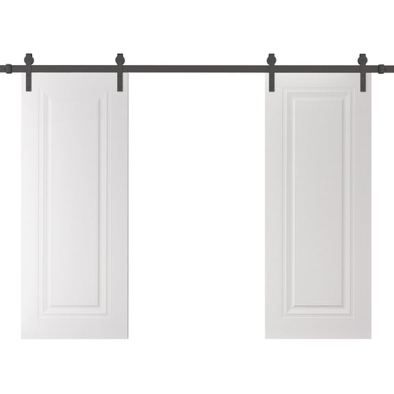 Double Barn Door 36 x 80 inches | SELECT 1119 White | 13FT Rail Track Set | Solid Panel Interior Doors